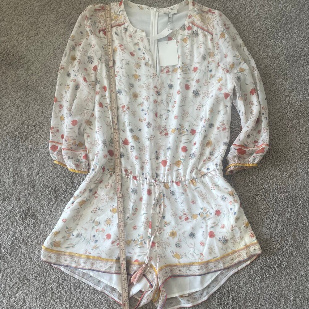NWT Joie "Weldon" Silk Romper in ivory floral print sz L - Picture 5 of 16